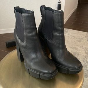 Chunky Lug Sole Block Heel Booties